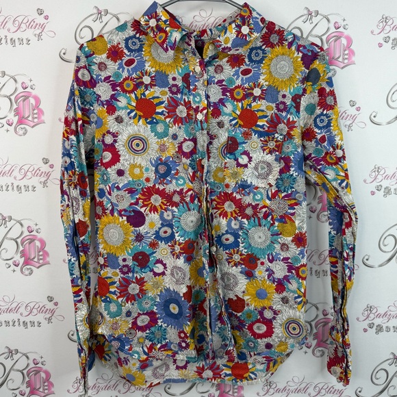 liberty art fabrics Tops - Liberty art fabrics button up long sleeve flowers Multicolor Floral  Shirt